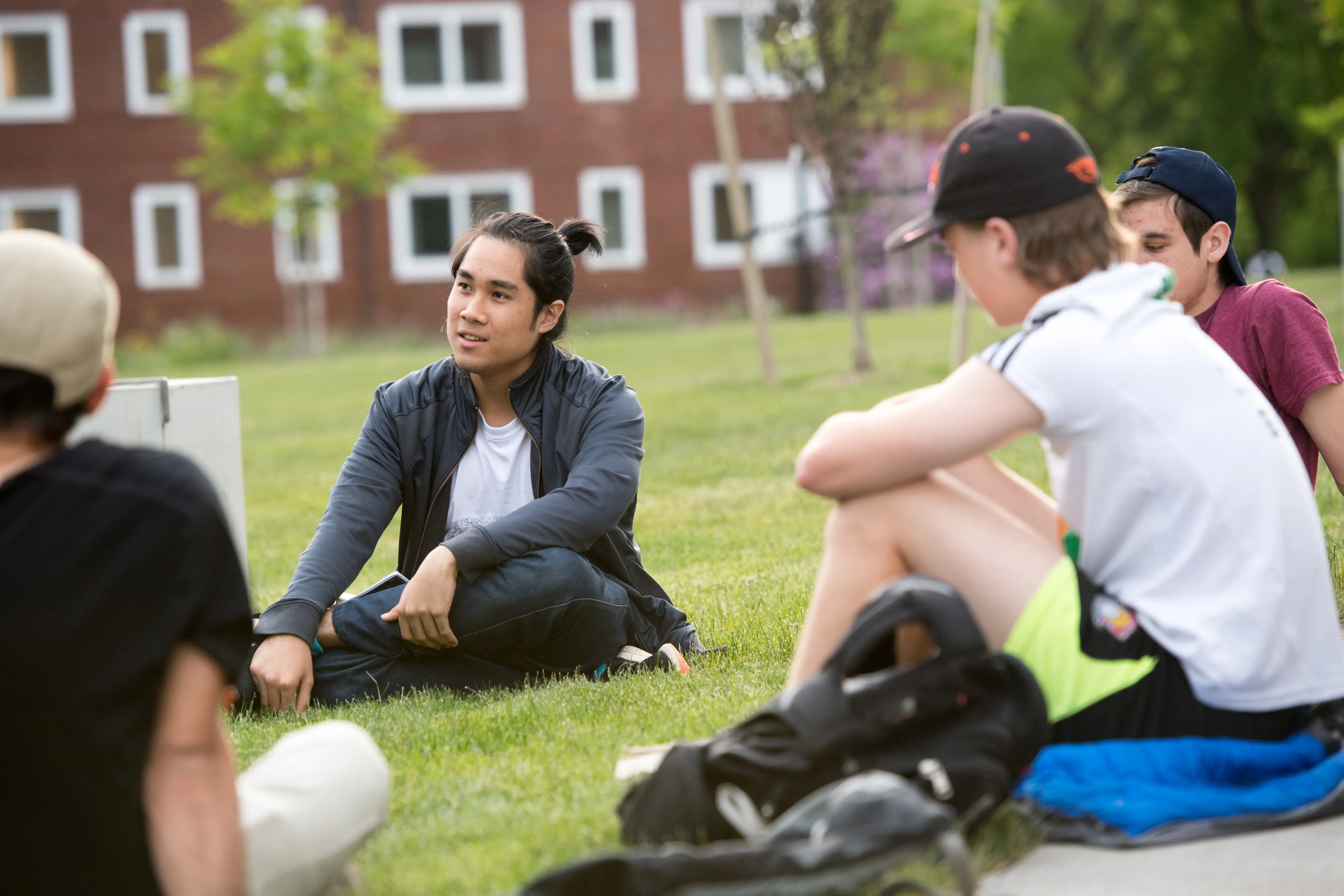 Students studying at Austin Hall