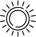 Graphic icon of a sun.